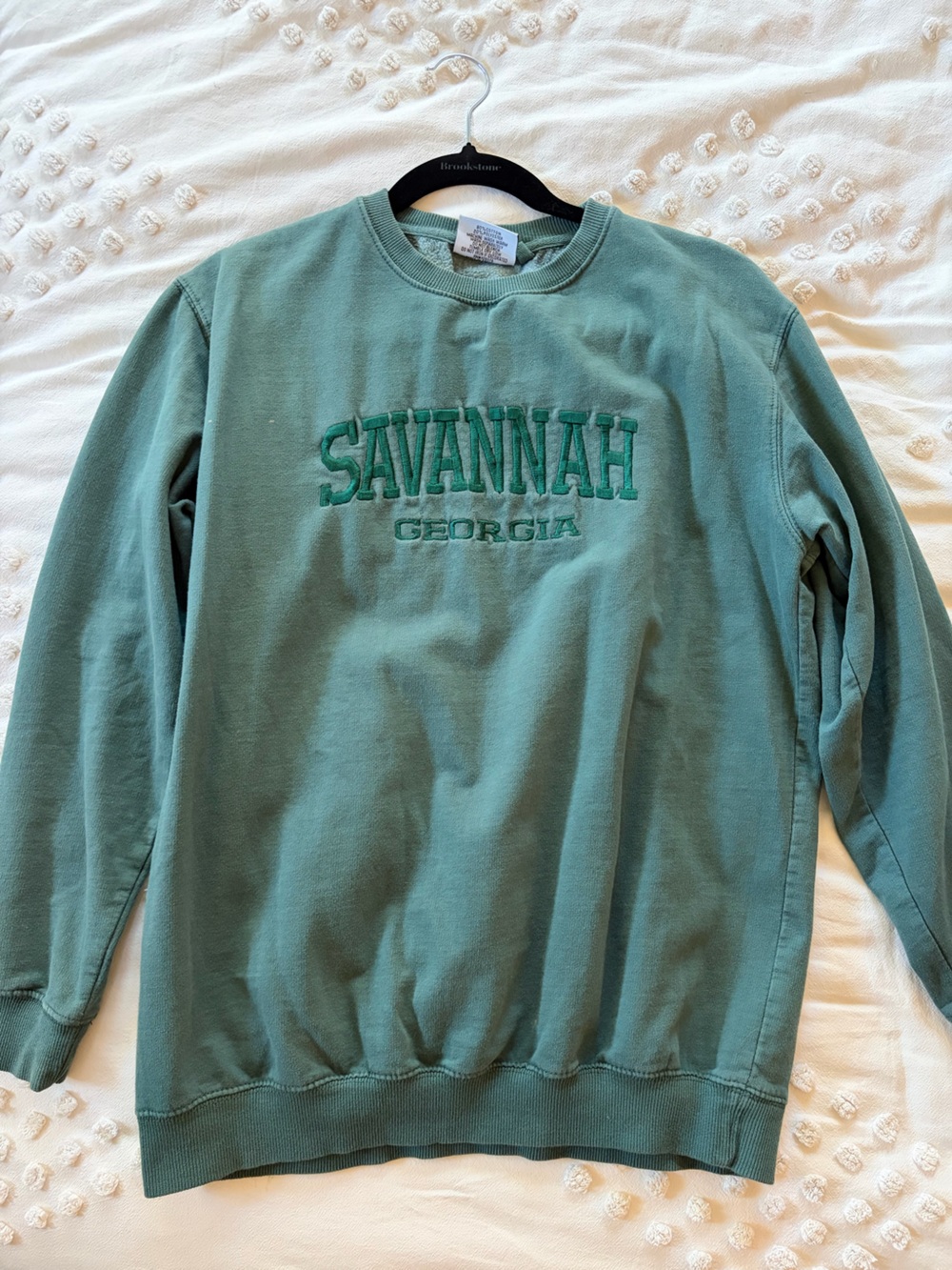 Savannah Georgia Embroidered Crewneck Sweatshirt - Teal Green